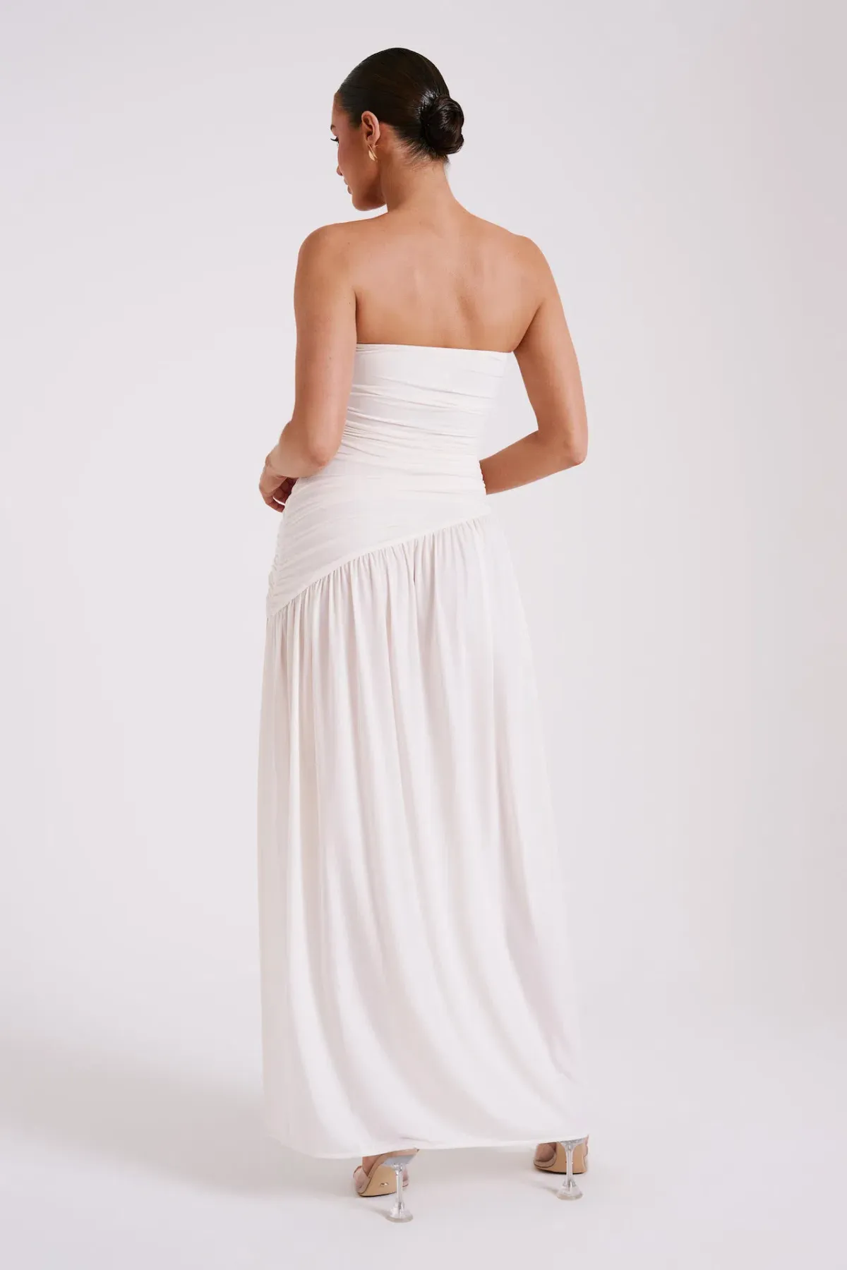 Meshki Bex Strapless Slinky Maxi Dress With Split Ivory White Size XS / AU 6 - Image 3