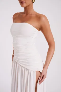 Meshki Bex Strapless Slinky Maxi Dress With Split Ivory White Size XS / AU 6 for rent on The Volte - image 4