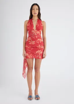 Benni Penelope Halter Mini Dress in Hibiscus Floral Size 8 for rent on The Volte - image 1
