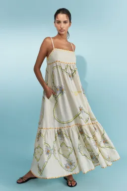 Antipodean Flower Seeker Sun Dress in Snow Drop in size 10 for rent on The Volte - image 1