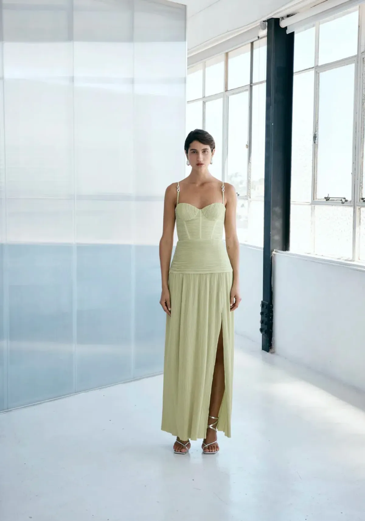 Manning Cartell Double Time Pleat Dress Pistachio Size 8 - Image 4