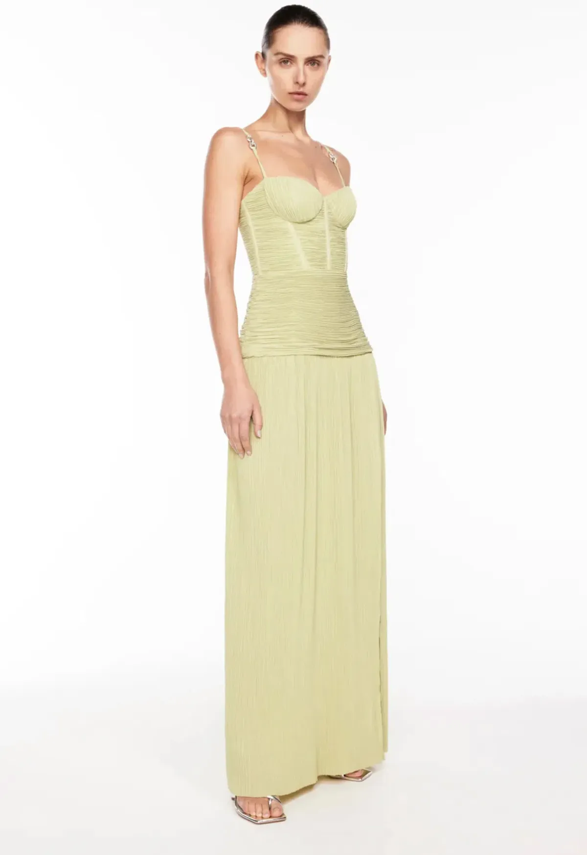 Manning Cartell Double Time Pleat Dress Pistachio Size 8 - Image 5