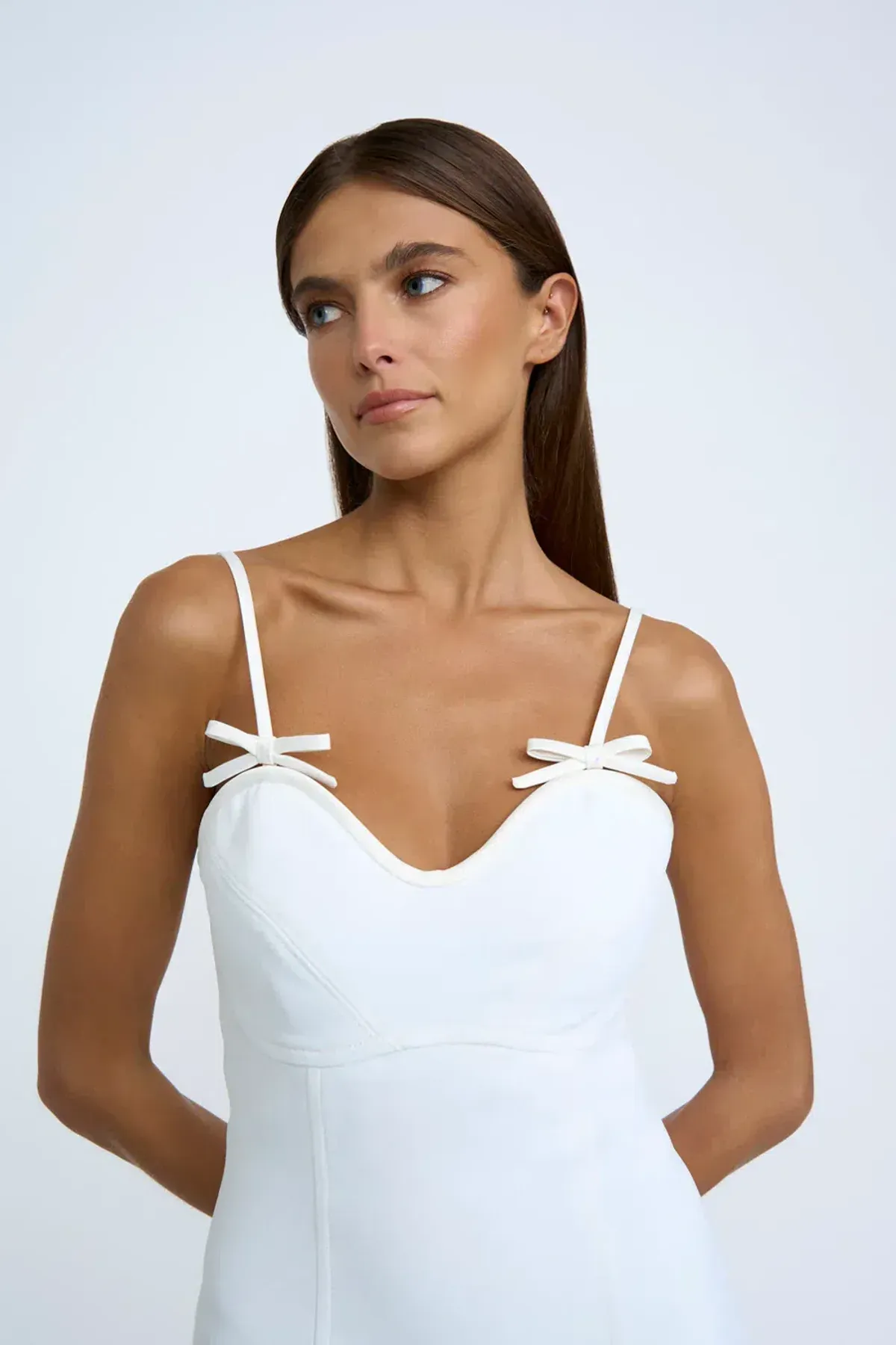 By Johnny Bettina Bow Shift Mini Dress Ivory Size 8 - Image 5