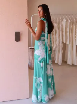 By Nicola Fiesta Off Shoulder Maxi Dress Verde Fleur Size S / AU 8  for rent on The Volte - image 4