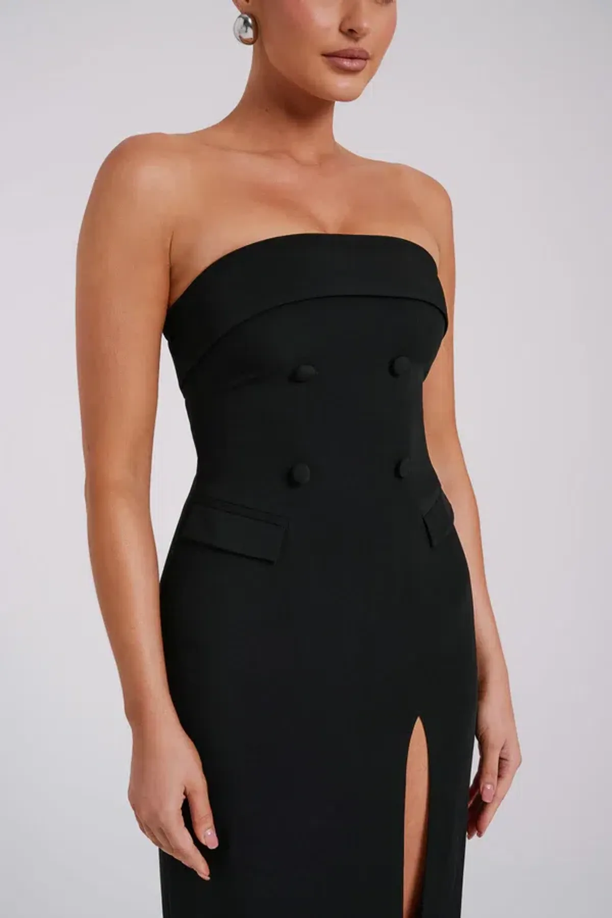 Meshki Abbie Strapless Suiting Maxi Dress Black Size 8 - Image 2