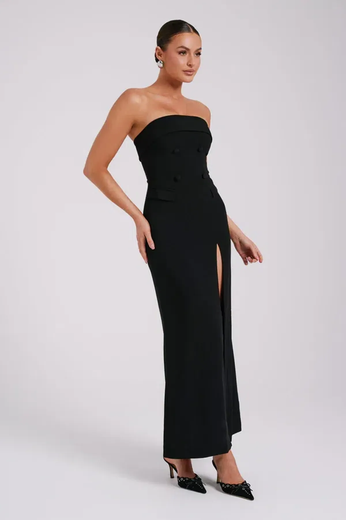 Meshki Abbie Strapless Suiting Maxi Dress Black Size 8 - Image 5