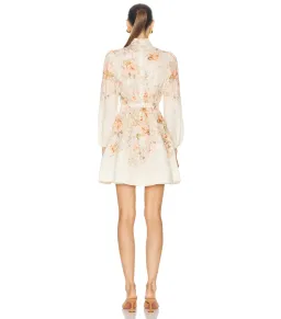 Zimmermann Illustration Buttoned Mini Dress Cream Rococo Floral Size 2 / AU 12 for rent on The Volte - image 3