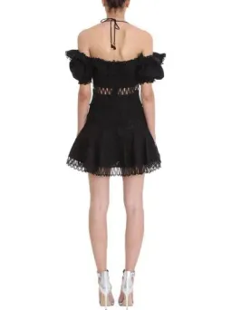 Zimmermann Melody Off Shoulder Linen And Cotton Blend Mini Dress Black Size 1 / AU 10 for rent on The Volte - image 3