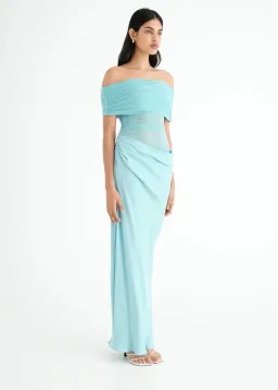 Benni Nico Off Shoulder Maxi Dress in Aquamarine Blue Size 10 for rent on The Volte - image 2