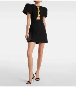 Rebecca Vallance Sirene Puff Sleeve Mini Dress Black Size AU 12 for rent on The Volte - image 1