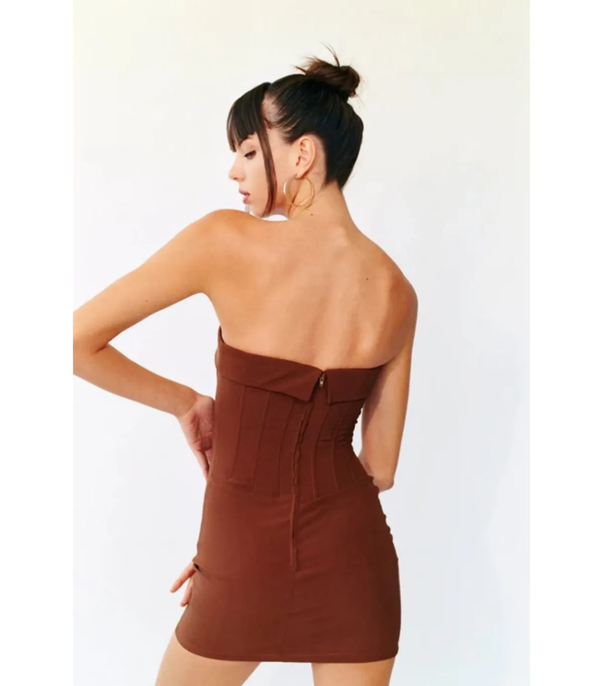 With Jéan Chloe Corset Dress in Chocolate Brown Size S / AU 8 - Image 4