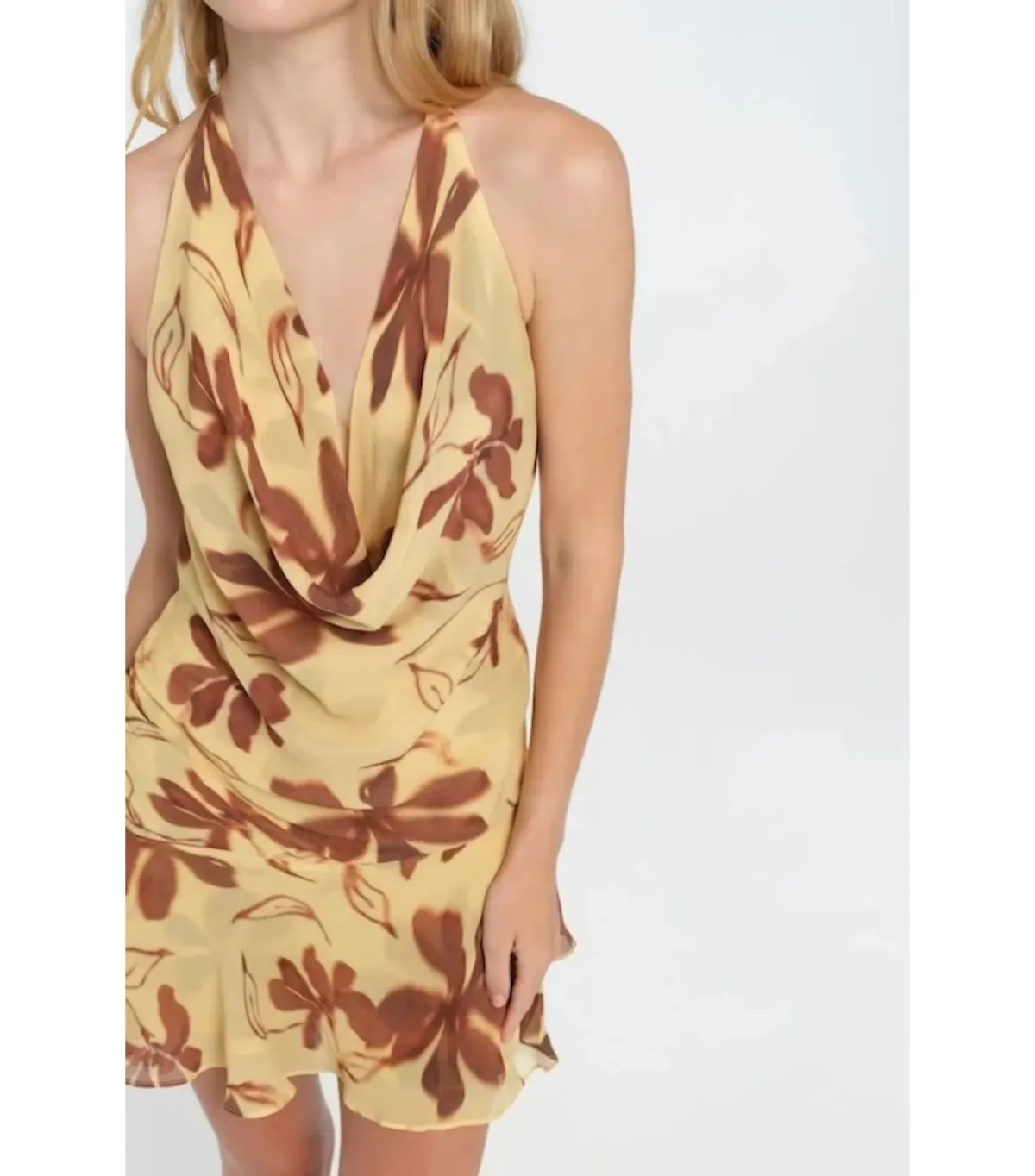 Benni Harlow Halter Dress in Butter Floral Size AU 10 - Image 2