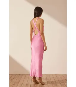 Shona Joy Arienzo Plunged Cross Back Midi Dress Pink Size AU 10 for rent on The Volte - image 4
