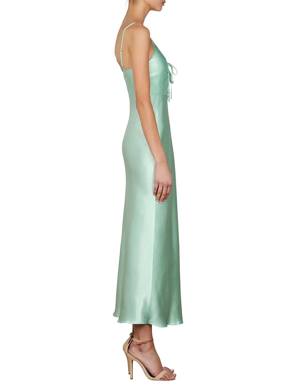 Shona Joy Jefferson Ruched Bias Midi Dress in Mint Size 10 - Image 4