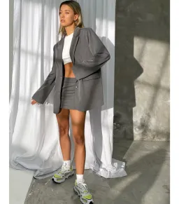 Motel Rocks Maiwa Blazer Size XS / AU 8 and Ima Mini Skirt Size M / AU 12 Set in Charcoal for rent on The Volte - image 1