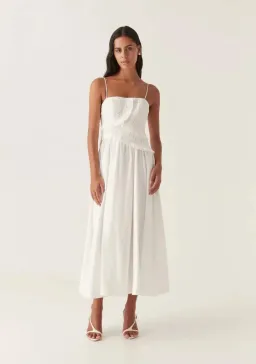 Aje Synergy Frill Midi Dress Ivory Size 12 for rent on The Volte - image 1