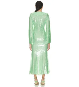 Self Portrait Sequin Midi Dress Green Size 6  for rent on The Volte - image 2