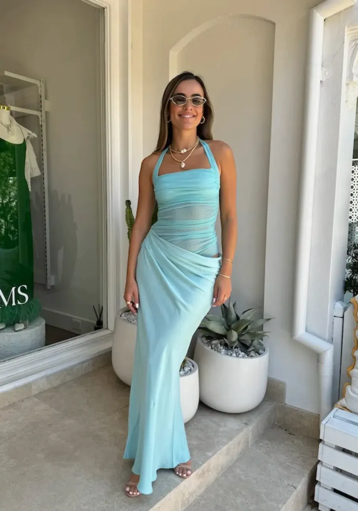 Benni Gina Halter Dress Aquamarine 10 - Image 1