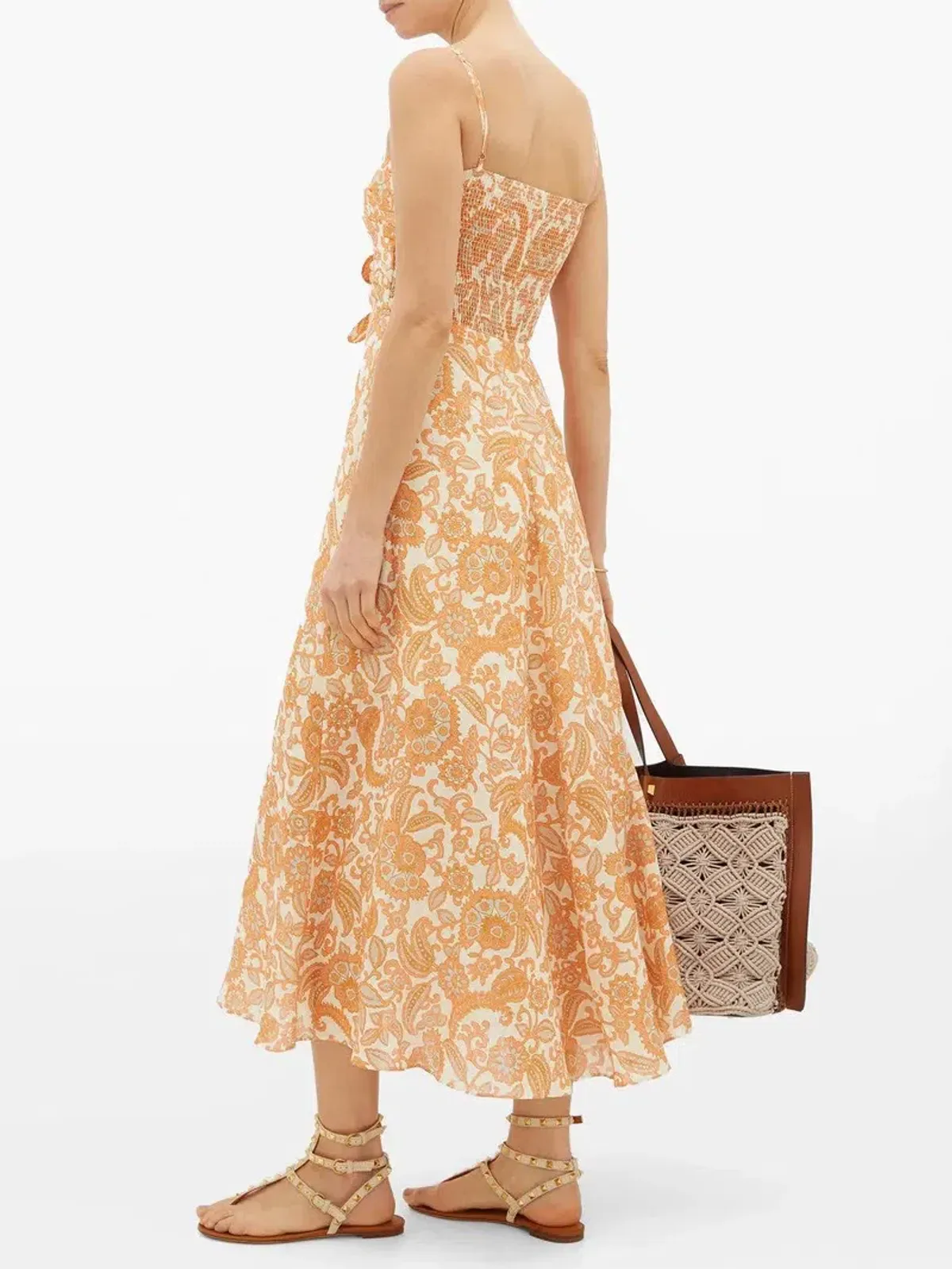 Zimmermann Peggy Tie Front Midi Dress Paisley Print Size 2 / AU 12 - Image 2