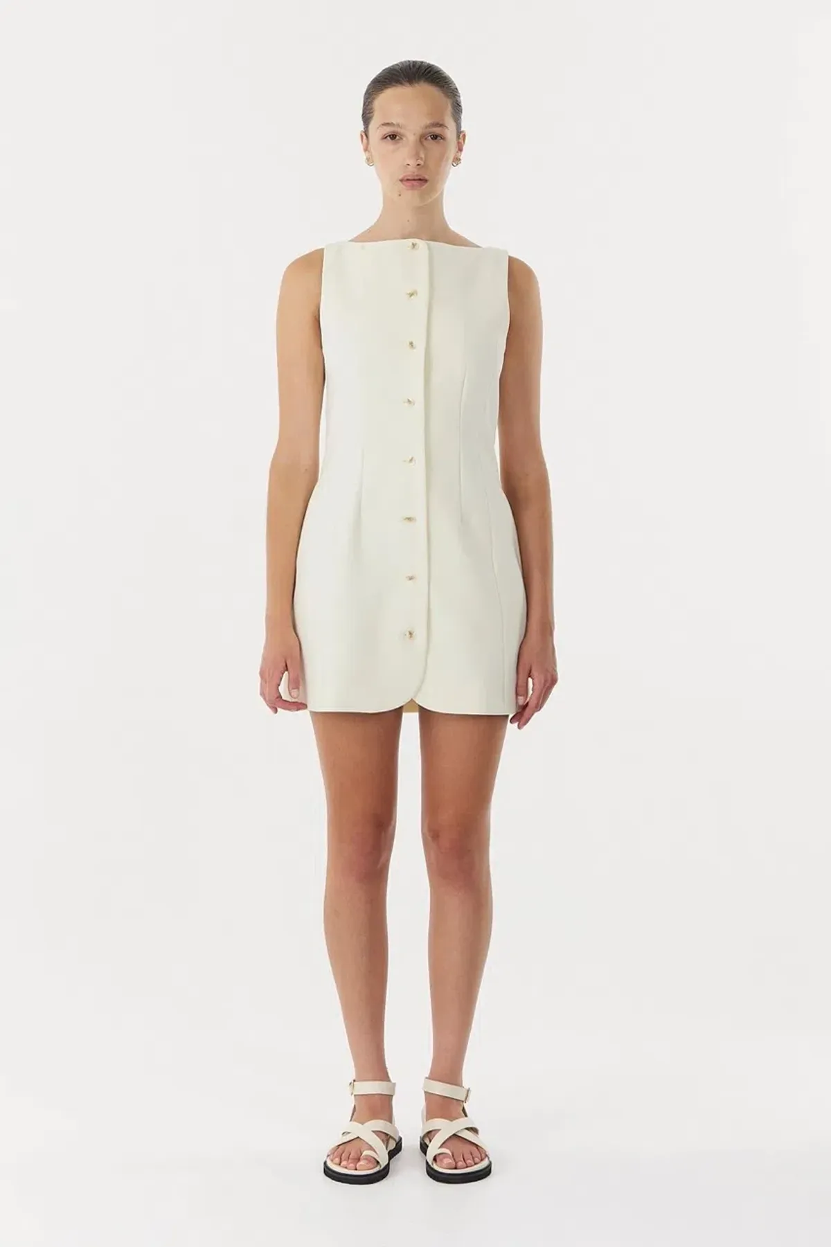 Third Form Skyline Tailored Mini Dress in Warm White Size 8 - Image 1