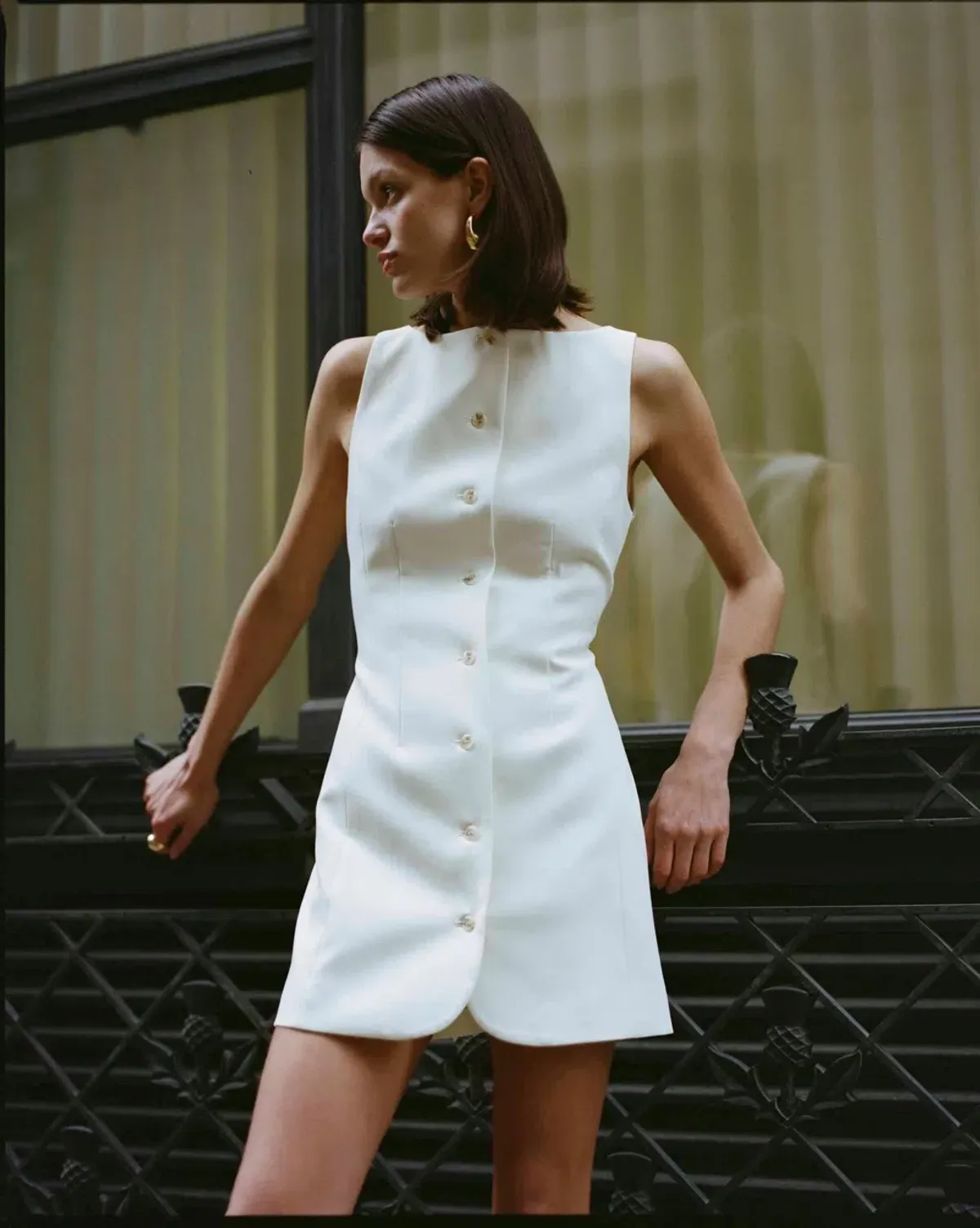 Third Form Skyline Tailored Mini Dress in Warm White Size 8 - Image 4