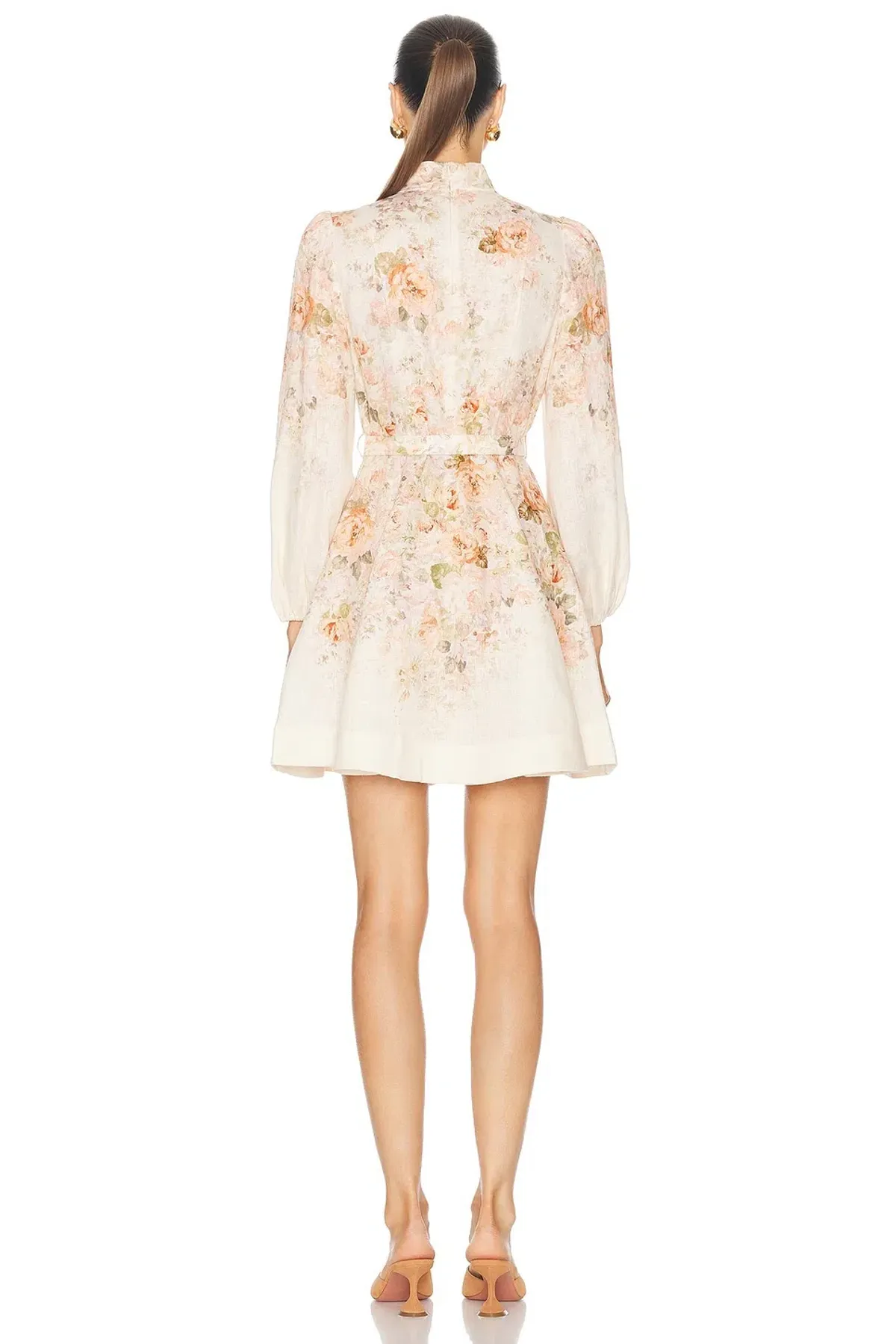 Zimmermann The Illustration Buttoned Mini Dress in Cream Rococo Floral Size 3 / AU 14 - Image 2