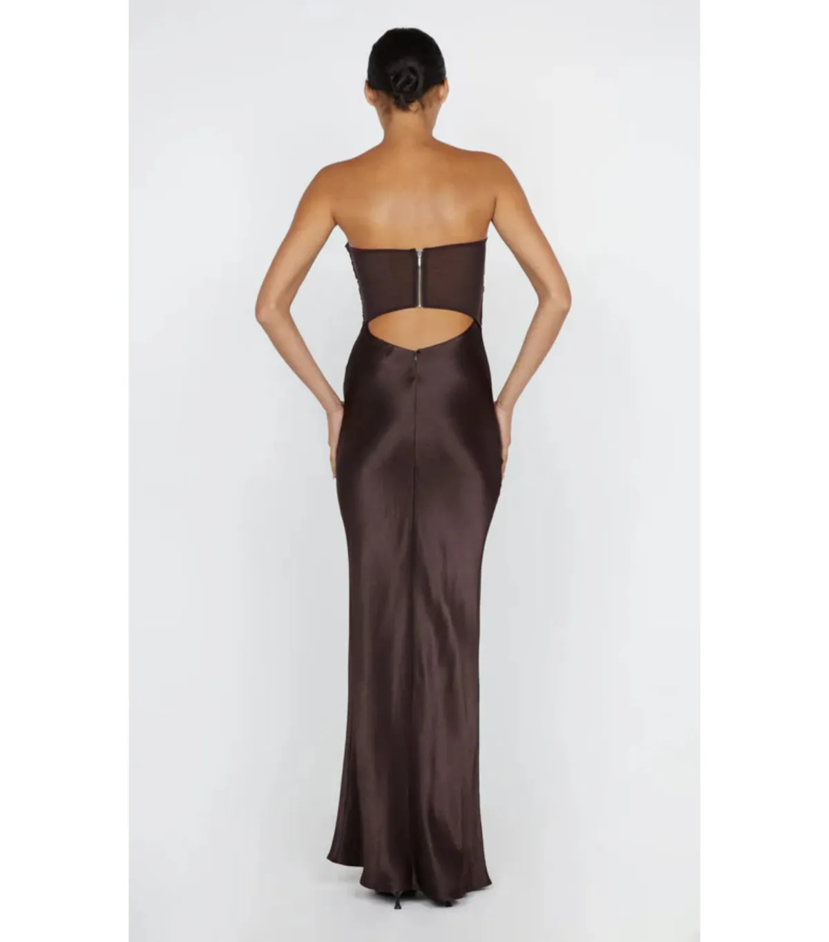 Bec & Bridge Halle Strapless Dress Chocolate Size AU 6 - Image 5