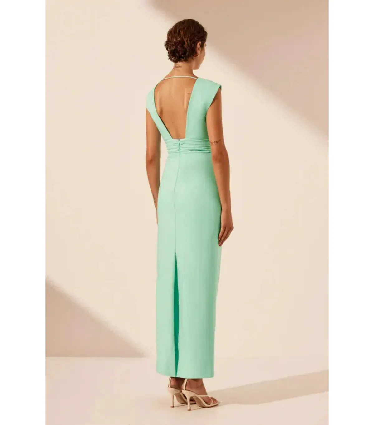 Shona Joy Lani Plunged Cut Out Maxi Dress in Aqua Size AU 14  - Image 3