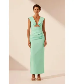 Shona Joy Lani Plunged Cut Out Maxi Dress in Aqua Size AU 14  for rent on The Volte - image 1