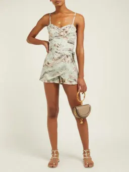 Zimmermann Wayfarer Wrap Playsuit Floral Size 2 / Au 12  for rent on The Volte - image 1