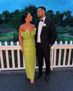 Rachel Gilbert Jensen Gown Pistachio Size AU 10  for rent on The Volte - image 3