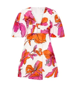 Aje Overflow Knotted Mini Dress Vivid Hibiscus Size AU 16 for rent on The Volte - image 4
