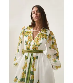 Aje Secret Border Print Midi Dress in Garden Peony Size AU 16 for rent on The Volte - image 2