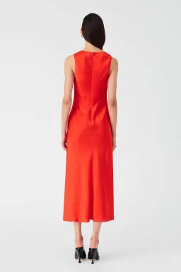MISHA Ambrosie Satin Midi Dress in Vermillion Red Size 14/XL for rent on The Volte - image 2