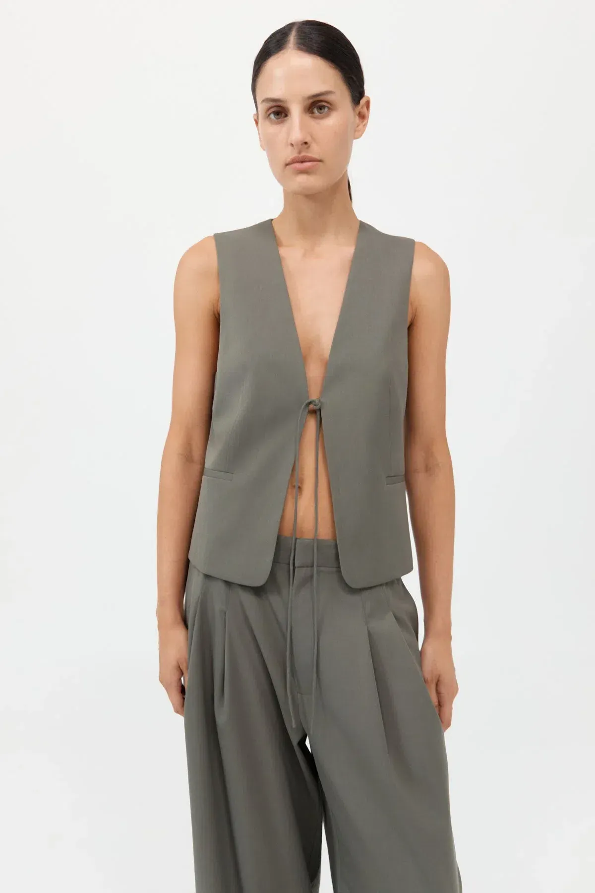 St.Agni Rouleau Vest in Smokey Olive Size S / AU 8  - Image 1