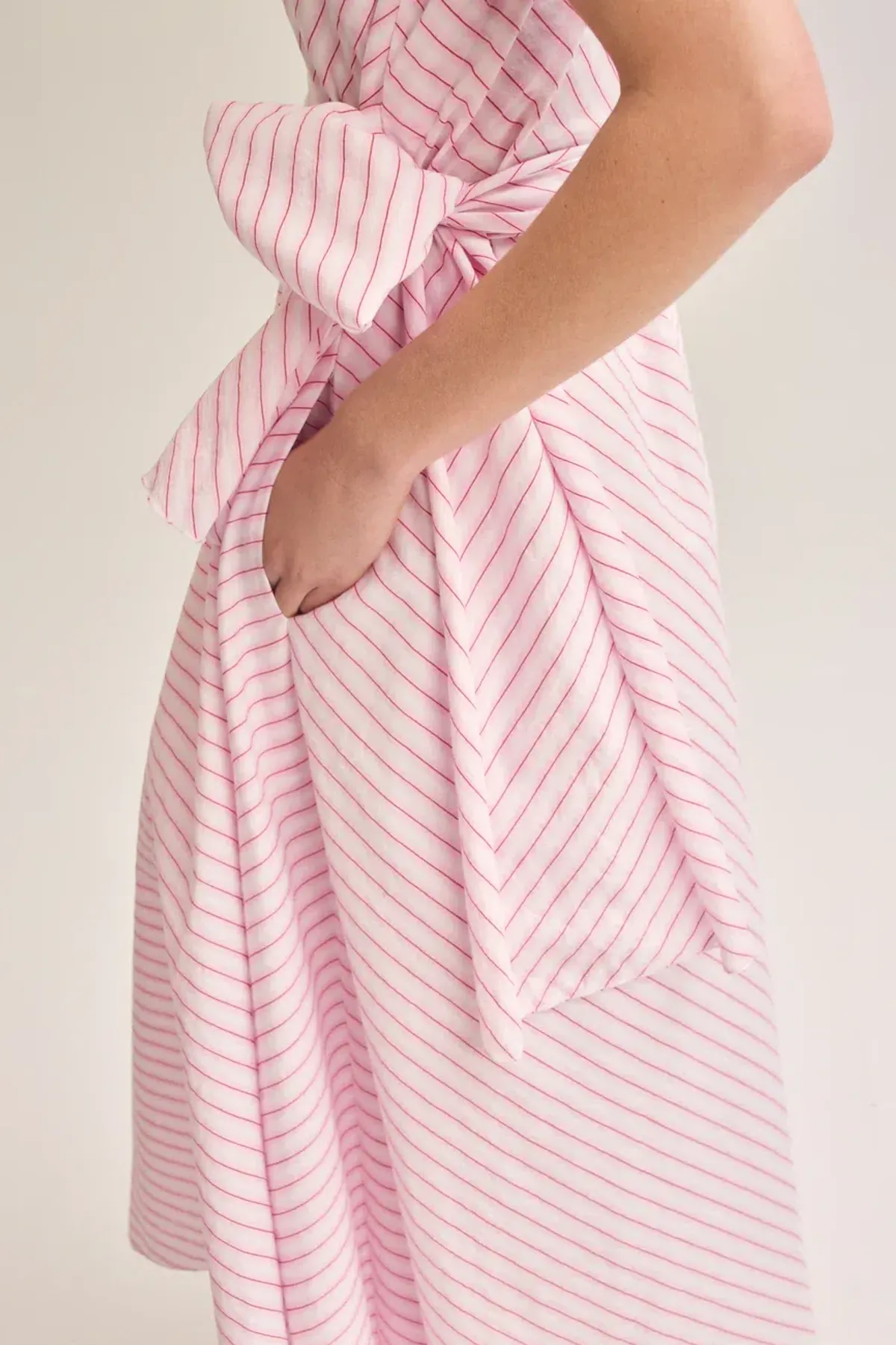 Scanlan Theodore Stripe Wrap Midi Dress Pink Size 8 - Image 2