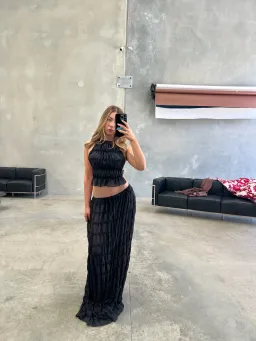 Arcina Ori Juliette Halter Top & Maxi Skirt Set Black Size 8 for rent on The Volte - image 3