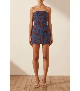 Shona Joy Catia Strapless Pleated Mini Dress Print Size AU 10 for rent on The Volte - image 1