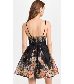 Zimmermann Pavilion V Neck Mini Dress in Black Multi Floral Size 3 / AU 14 for rent on The Volte - image 4