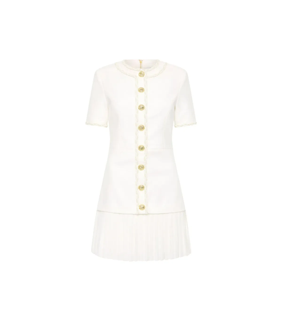 Rebecca Vallance The Clarisse Button Mini Dress White Size AU 10  - Image 4