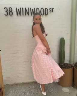 House of CB Marilyn Gingham Halter Midi Sundress Strawberry Shortcake Size S / AU 8 for rent on The Volte - image 4