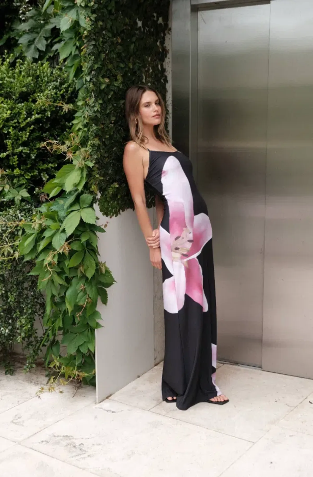 With Harper Lu Slip Dress Black Lily Floral Size S / AU 8 - Image 3