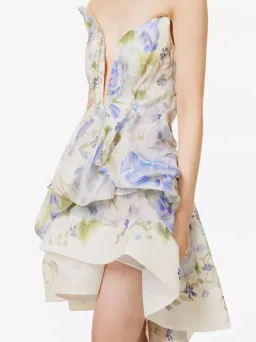 Zimmermann Natura Draped Mini Dress Blue Floral Size 0 / AU 8 for rent on The Volte - image 4