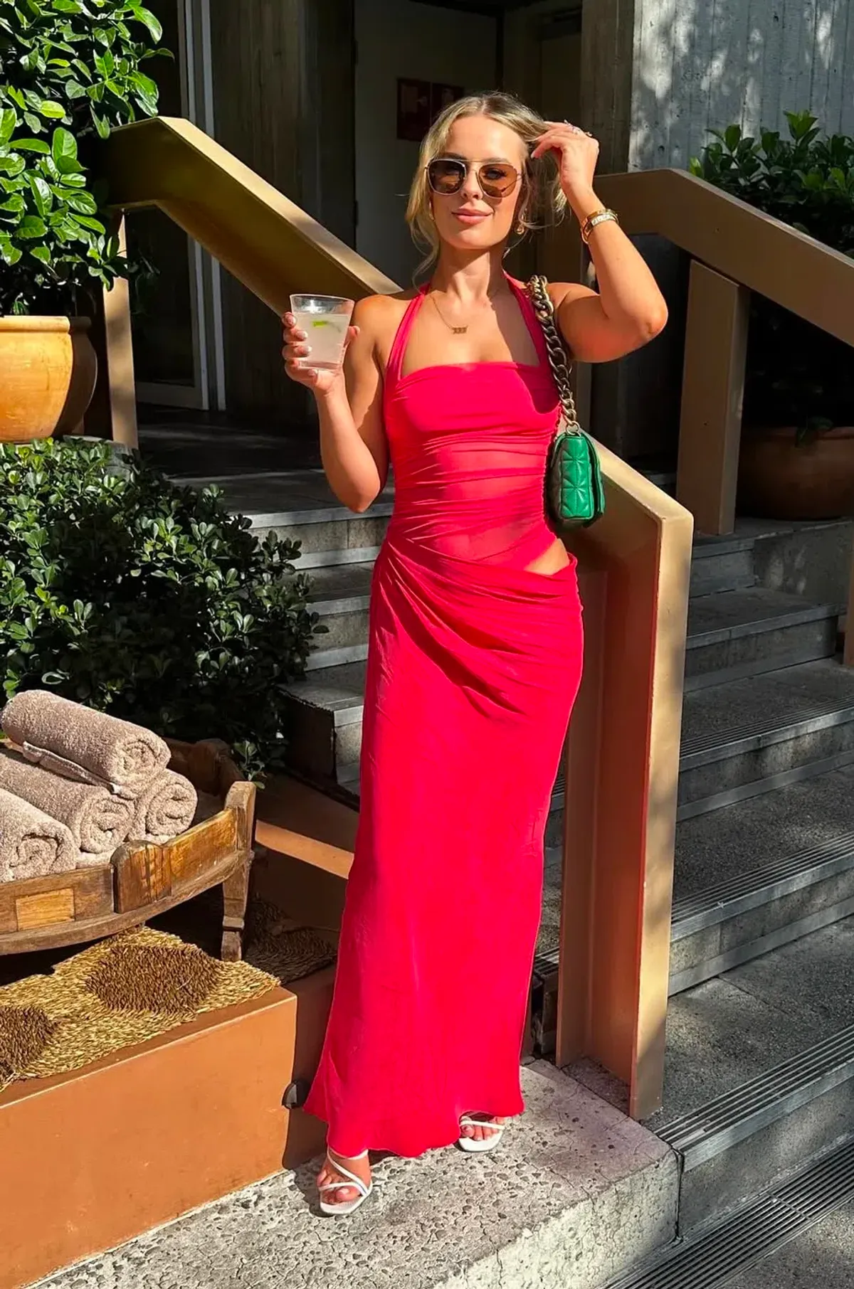 Benni Gina Halter Maxi Dress Watermelon Size AU 6  - Image 5