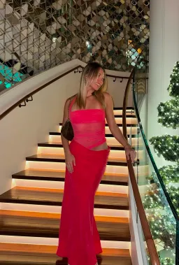 Benni Gina Halter Maxi Dress Watermelon Size AU 6  for rent on The Volte - image 4