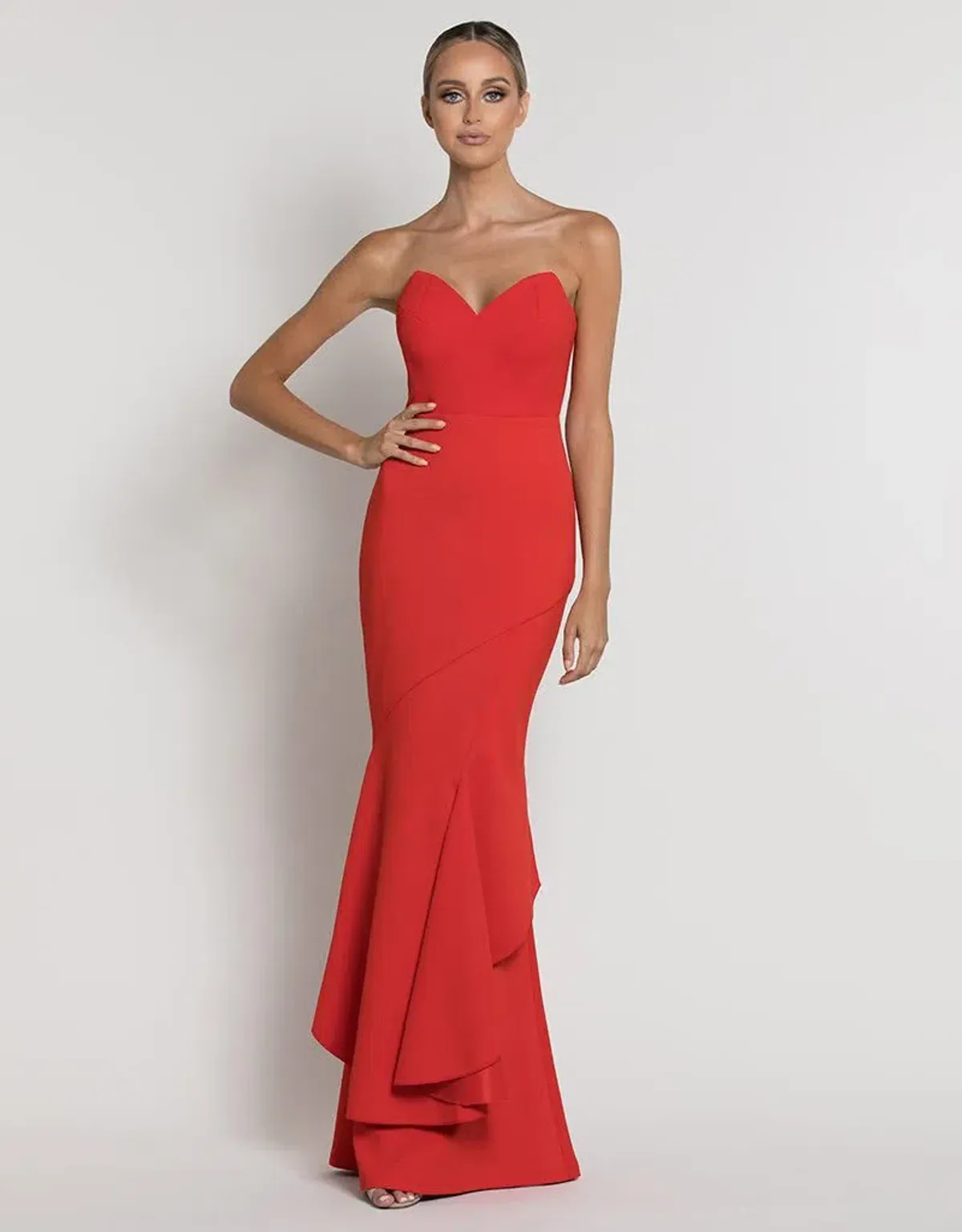 Bariano Victoria Strapless Fishtail Gown Red Size 14 - Image 1