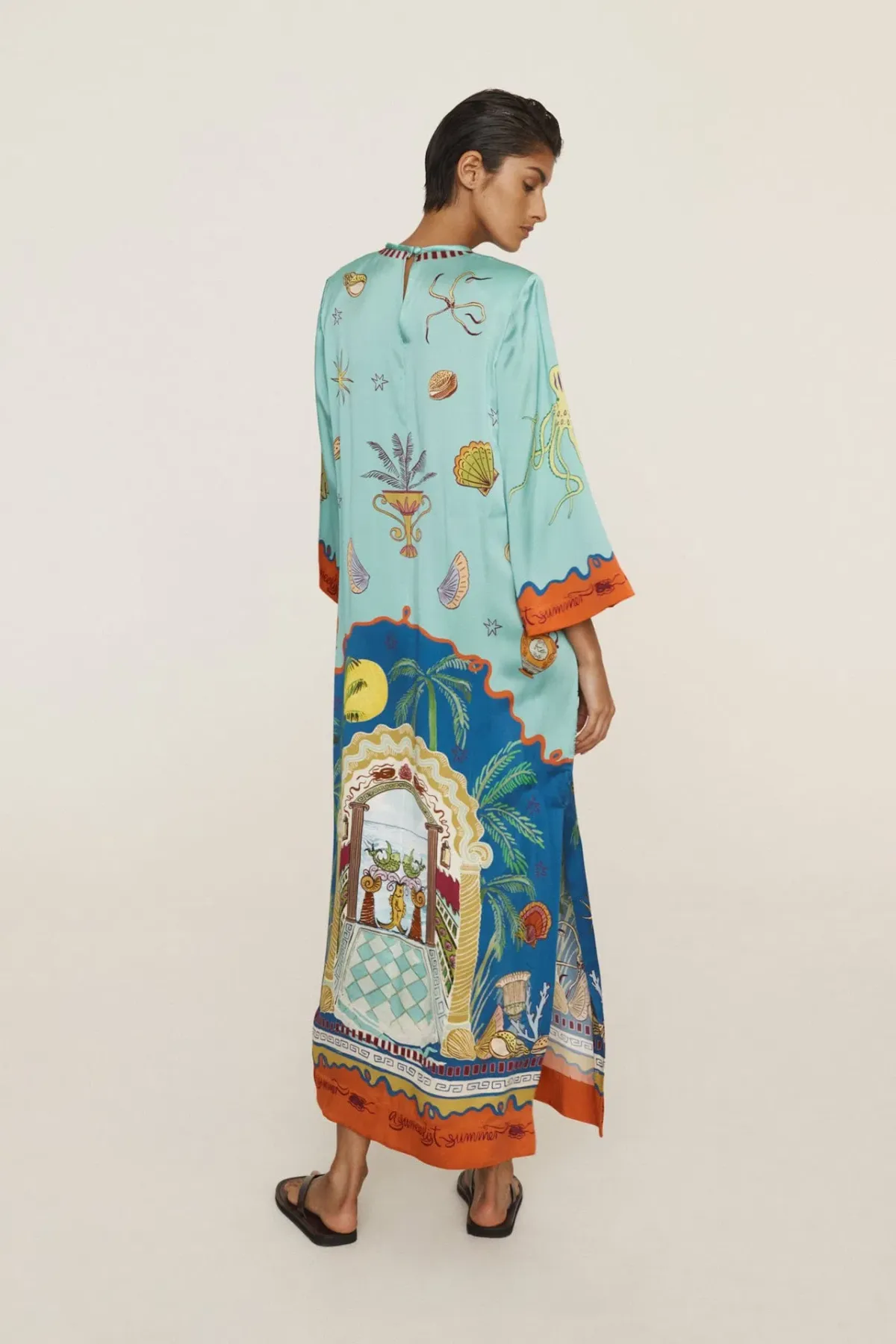 Alemais Surrealist Summer Silk Midi Dress Multi Size 16 - Image 3