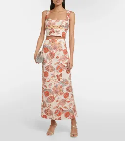 Sir the Label Noemi Linen Midi Skirt Desert Wildflower Size 3 / AU 12 for rent on The Volte - image 1
