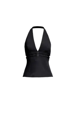 Kookai Ariel Double Belt Top Black Size 34 / Au 6 for rent on The Volte - image 4