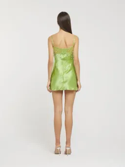 Asta Resort Yasmin Hand Beaded Mini Dress in Chartreuse Size Small / AU 8  for rent on The Volte - image 3